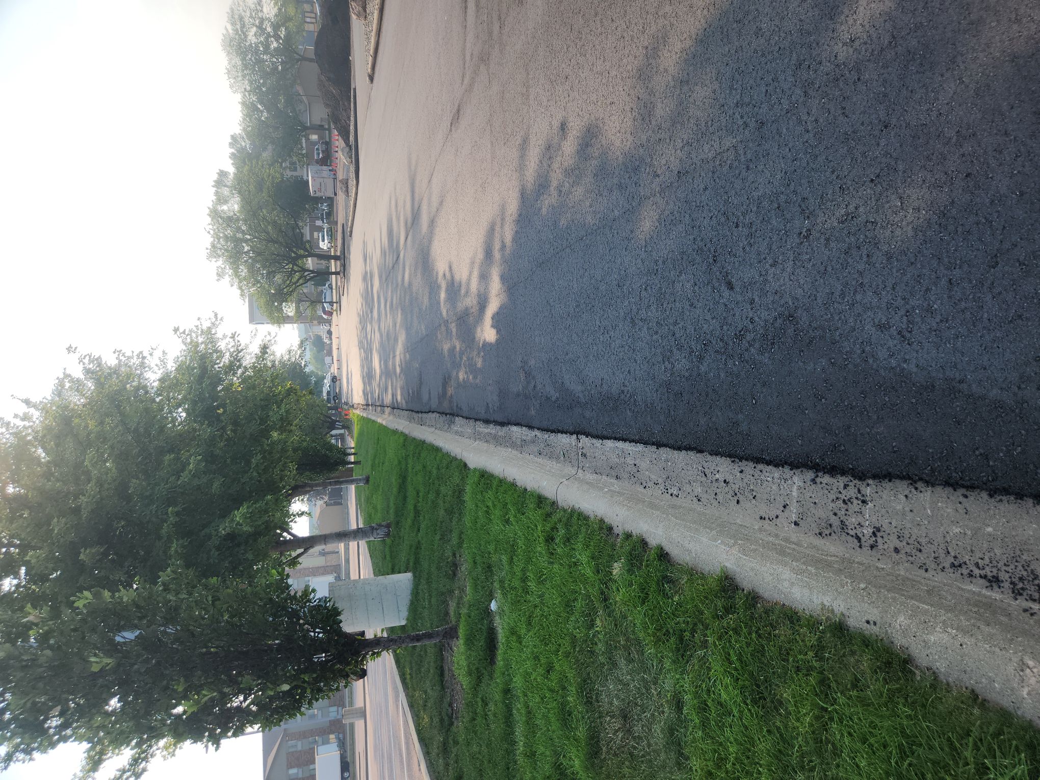 Asphalt paver on site