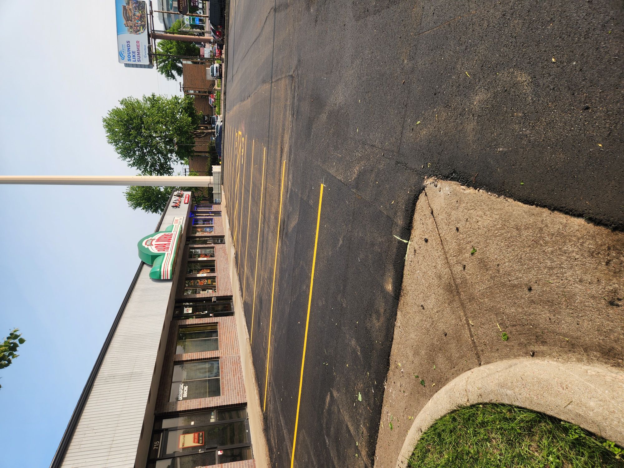 Freshly striped parking lot in Sioux Falls